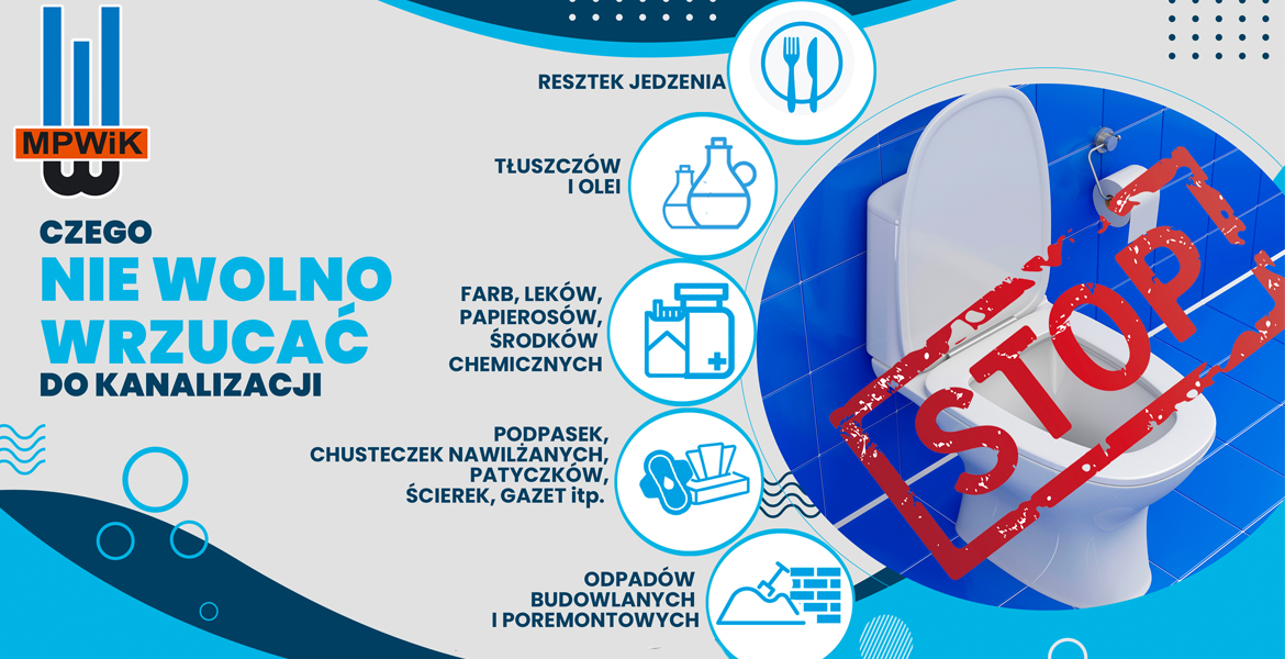 Grafika promująca akcję "Toaleta to nie śmietnik!"